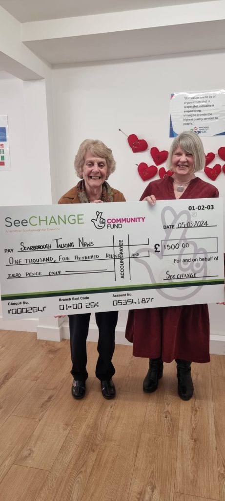 Gill and Mary receive a £1.500 donation from SeeChange